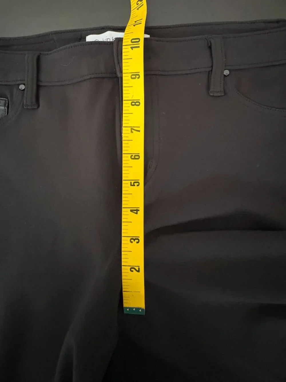 Calvin Klein Jeans Black Ponte Knit Skinny Pants Women's 14 Faux Leather Trim - Picture 7 of 9